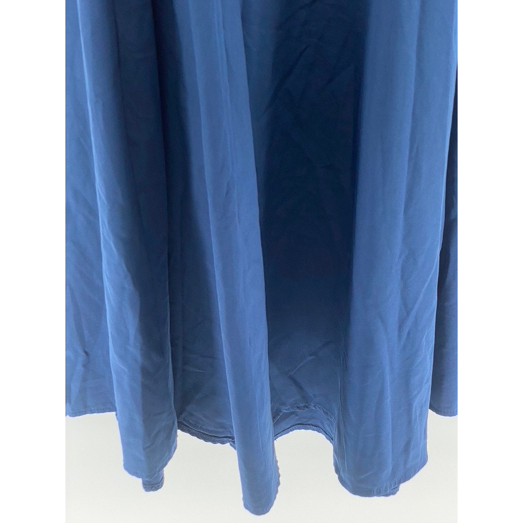 UNBRANDED Women's Dark Blue Solid Sweetheart-Neck Side Slit Maxi Dress SZ M