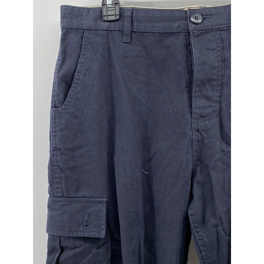 THE STRONGHOLD Men's Navy Blue Relaxed-Fit Straight-Leg Cargo Pants SZ 34x30