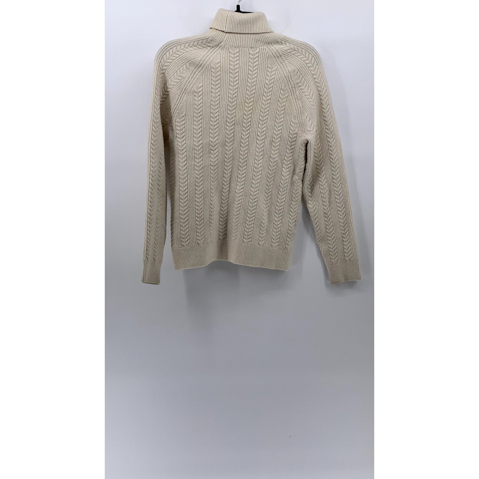 MNG MANGO Women's Cream Cable Knit Pullover Turtleneck Long Sleeve Sweater SZ S
