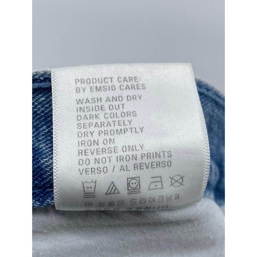 EMSIG Women's Medium Wash Blue Denim Straight-Leg Regular-Fit Jeans SZ M