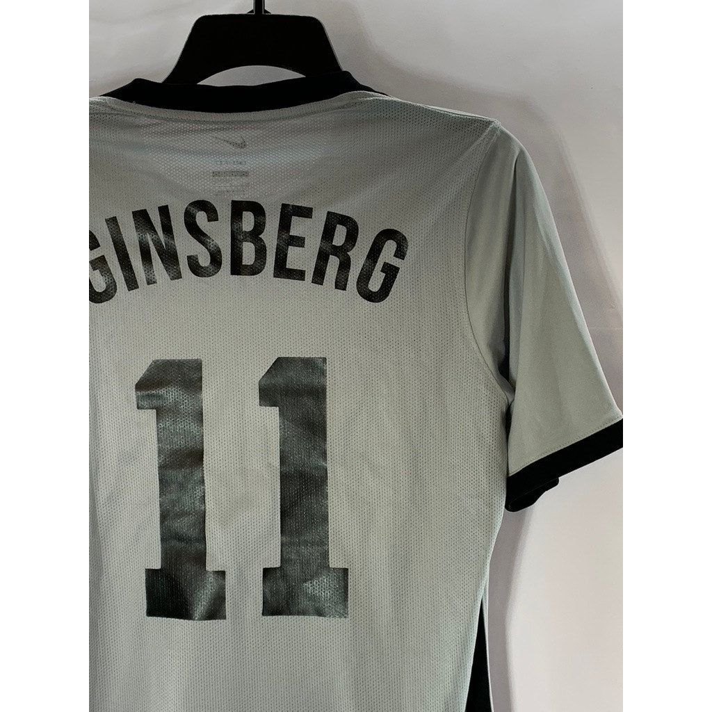 NIKE Men's Grey/Black Dri-Fit Slim-Fit Ginsberg Performance Soccer Jersey SZ S