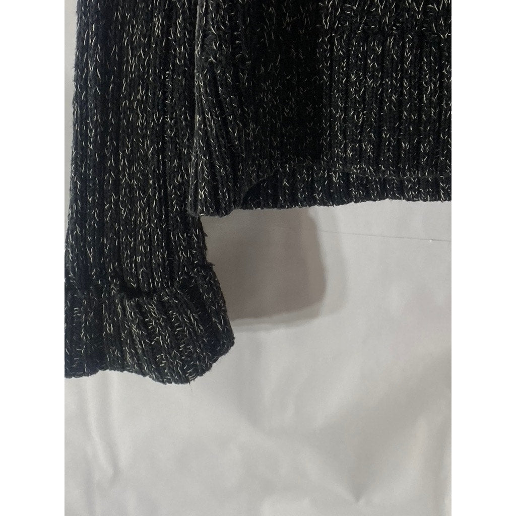 FREE PEOPLE Women's Black Twisted Cable Knit Cuffed Turtleneck Sweater SZ M