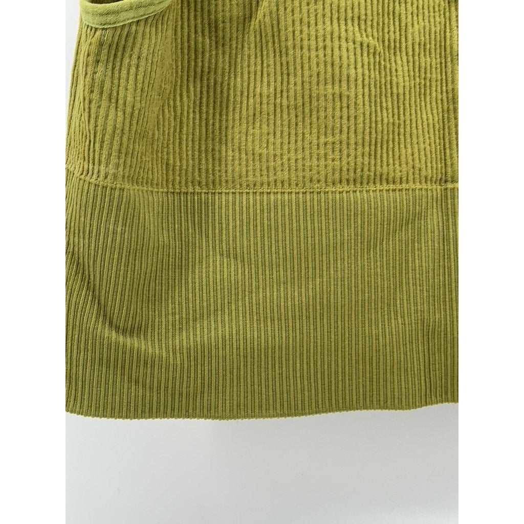 BDG Women's Olive Green Ribbed Seamless Plunging V-Neck Cropped Tank Top SZ S