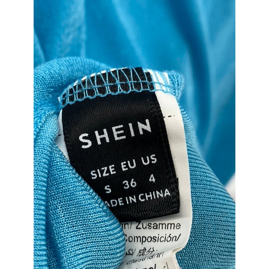 SHEIN Women's Light Blue Strapless Midi Straight Lightweight Dress SZ 4