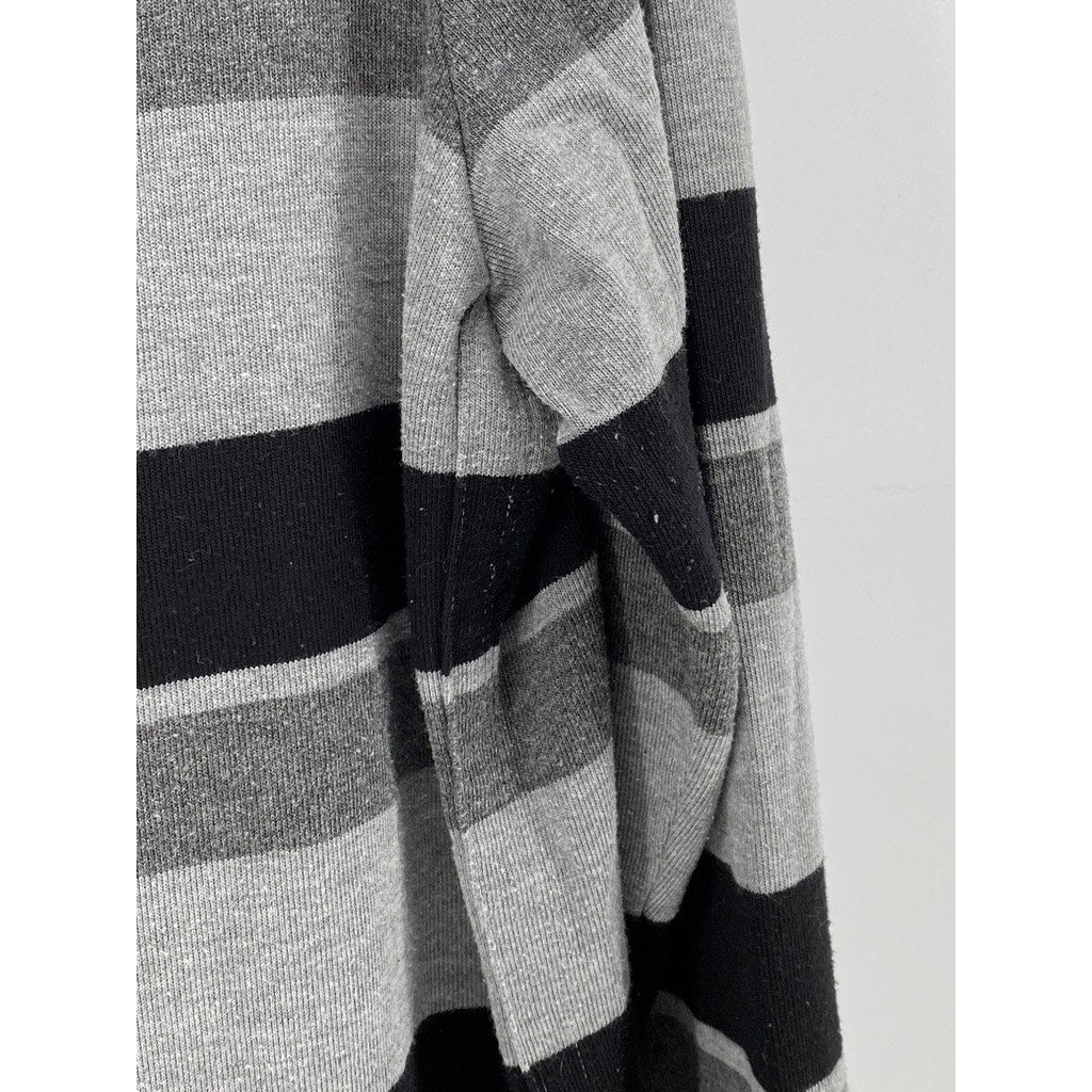 LIZ CLAIBORNE Women's Gray-Black Striped Boat-Neck Top SZ XL