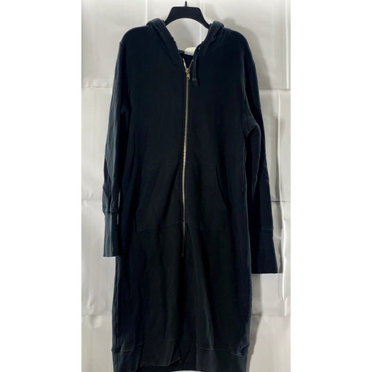 OAK Women's Black Solid Long Heavyweight Long Sleeve Zip-Up Cotton Hoodie SZ XL