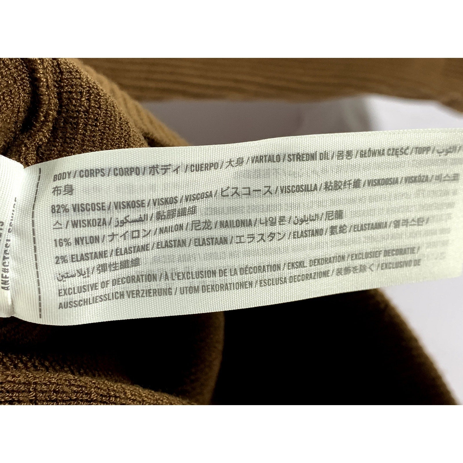 ABERCROMBIE & FITCH Women's Dark Brown Ribbed Crewneck Long Sleeve Top SZ S