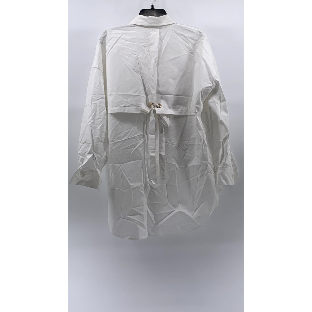 BELLE & BLOOM Women's White Into You Oversized Button-Up Long Sleeve Shirt SZ S