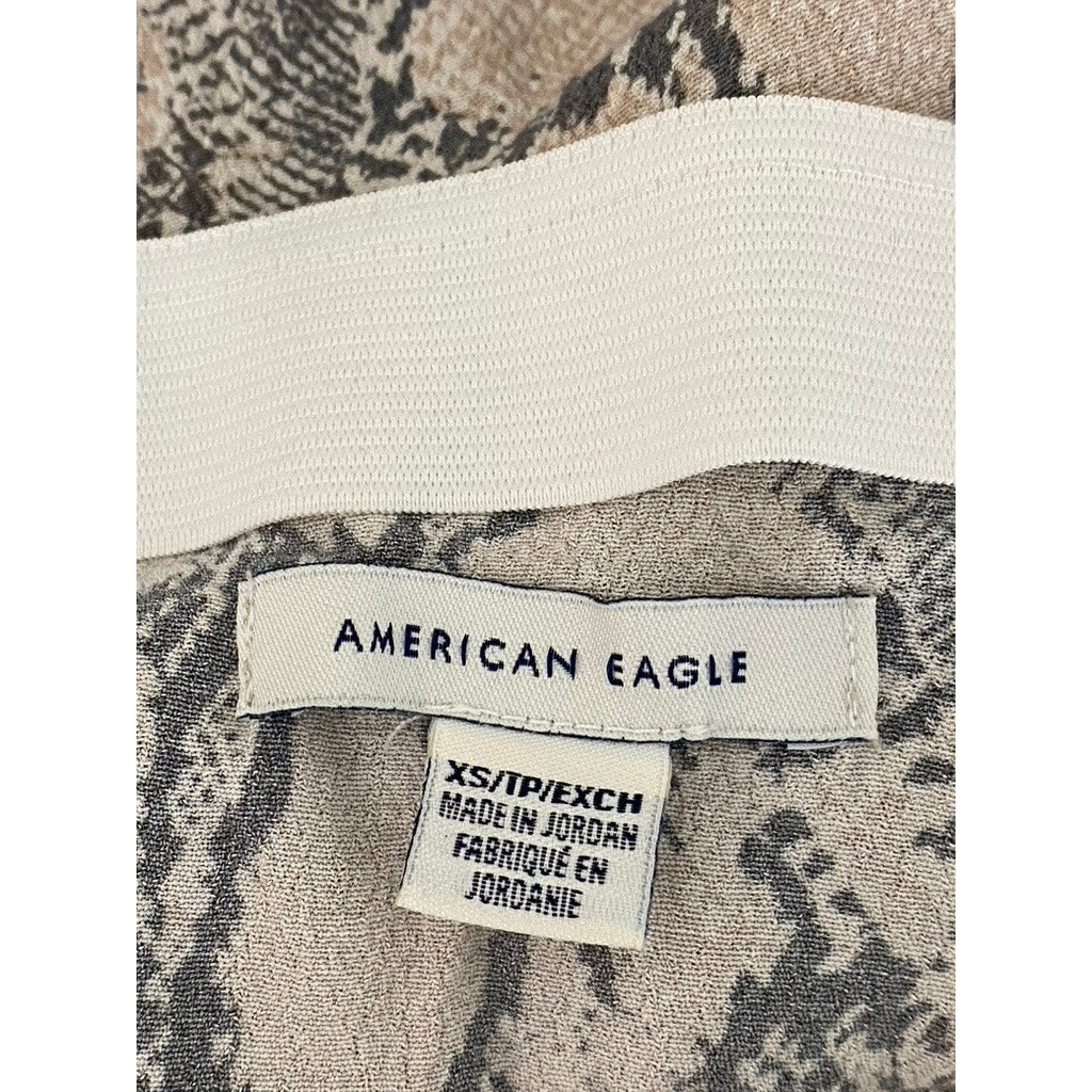 AMERICAN EAGLE Outfitters Women's Beige Snake-Print Straight Midi Skirt SZ XS