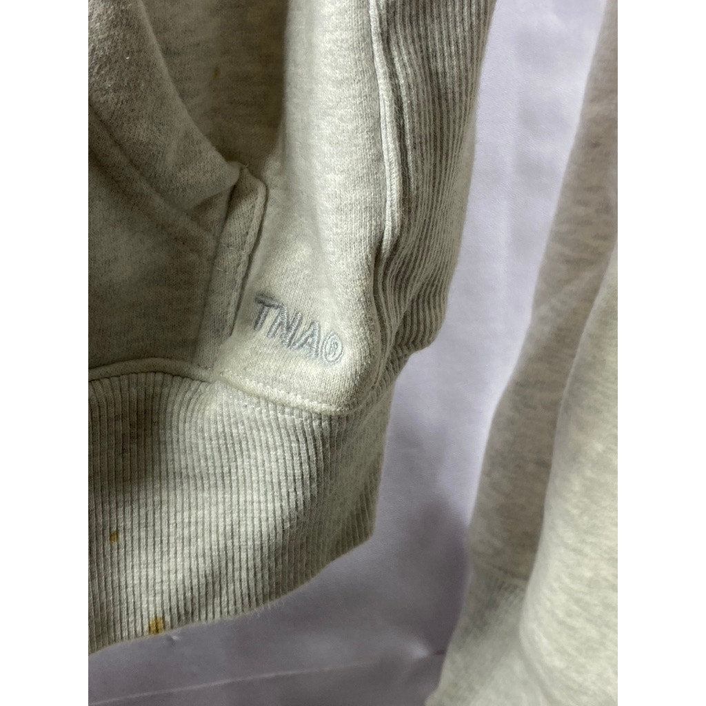 TNA Women's Light Gray Cozy Sweatfleece Boyfriend Fit Boxy Zip-Up Hoodie SZ S