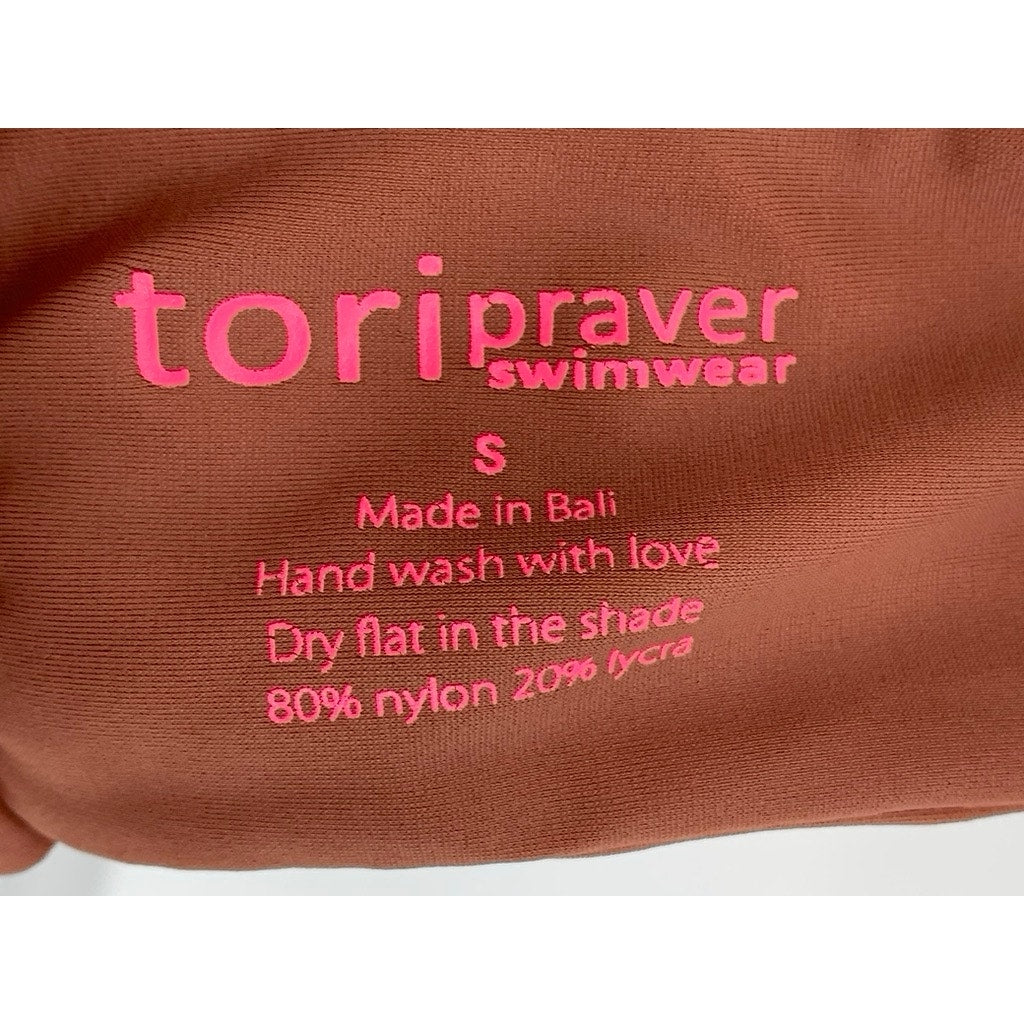 TORI PRAVER Women's Brown Spaghetti Strap Textured Sweetheart Bikini Top SZ S