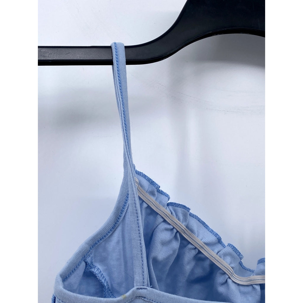 UNBRANDED Women's Light Blue Corset Sweetheart Spaghetti Strap Cropped Top SZ S