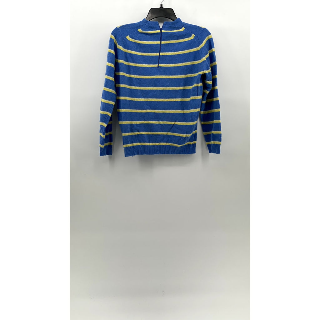 UNBRANDED Women's Blue-Yellow Striped Knit Long Sleeve Crewneck Sweater SZ S