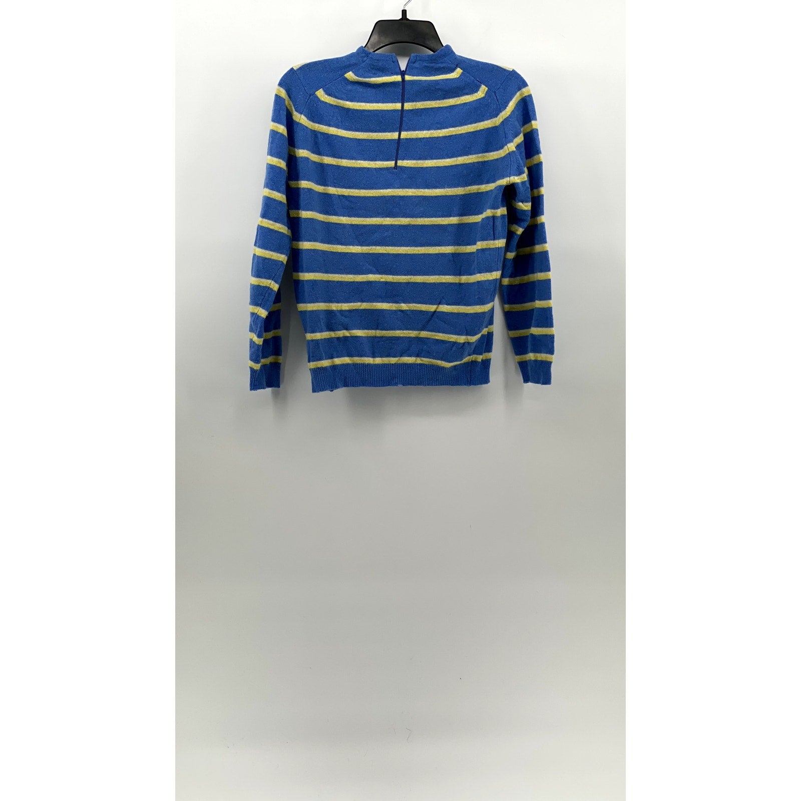UNBRANDED Women's Blue-Yellow Striped Knit Long Sleeve Crewneck Sweater SZ S