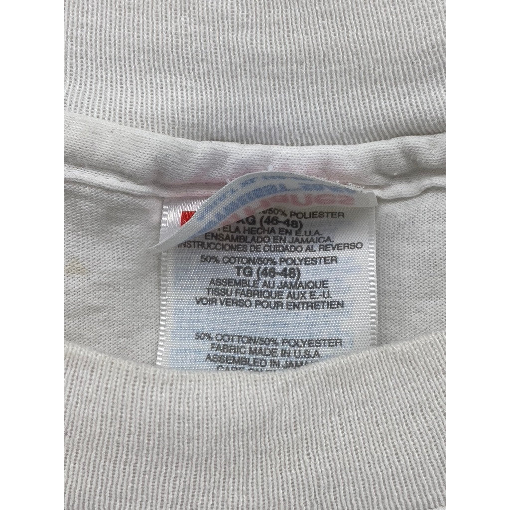 HANES Unisex Adult White Graphic Puerto Rico Crewneck Short Sleeve T-Shirt SZ XL