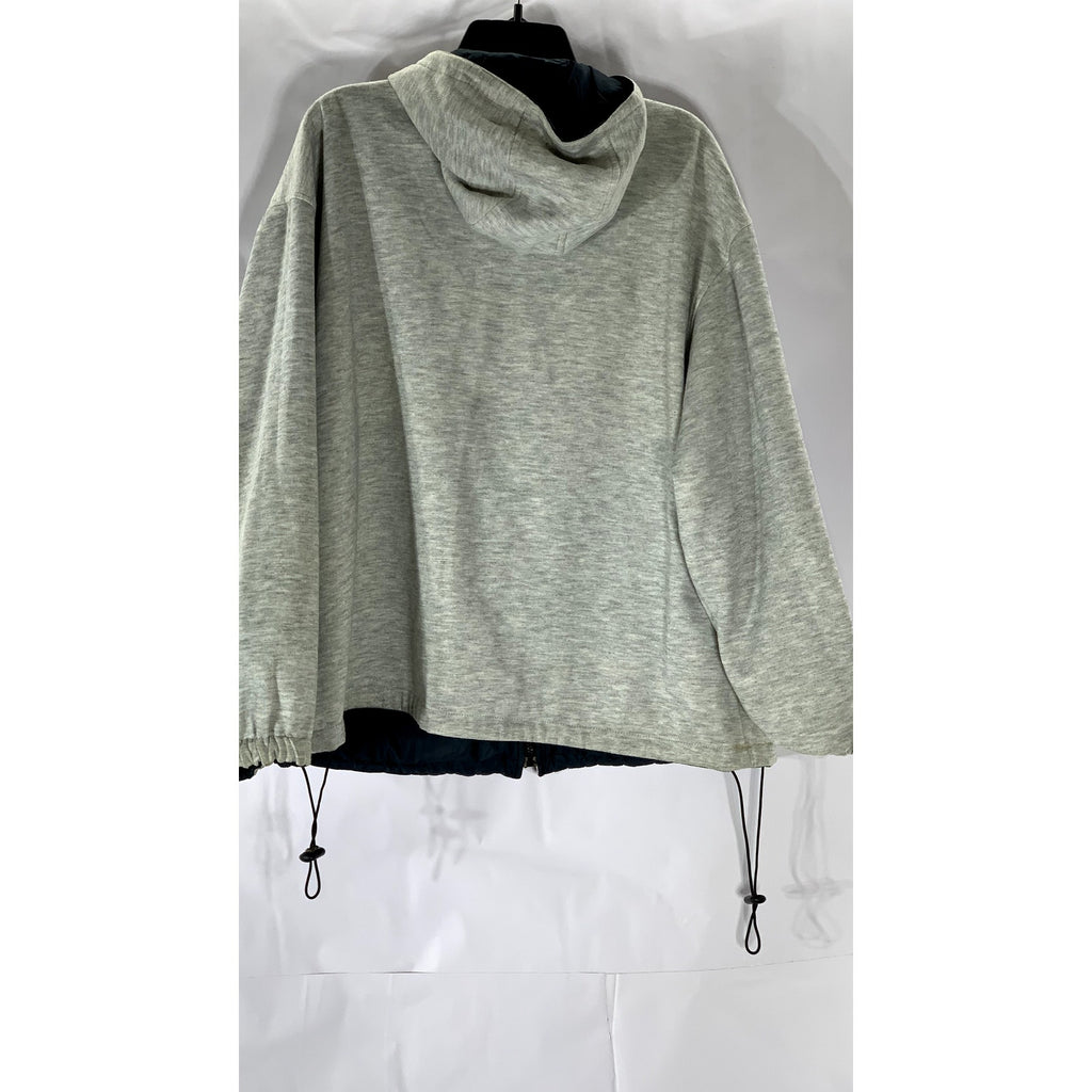UNBRANDED Men’s Navy-Gray Zip-Up Hooded Jacket SZ L