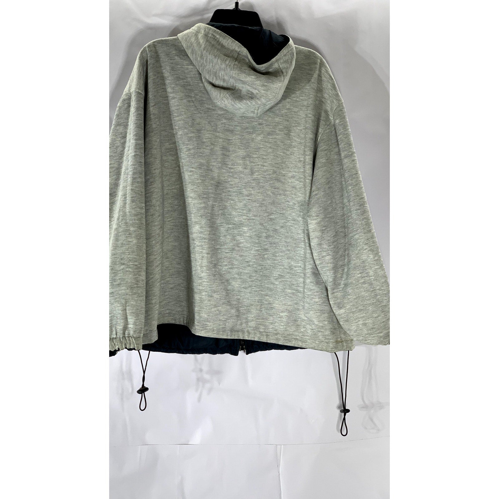 UNBRANDED Men’s Navy-Gray Zip-Up Hooded Jacket SZ L