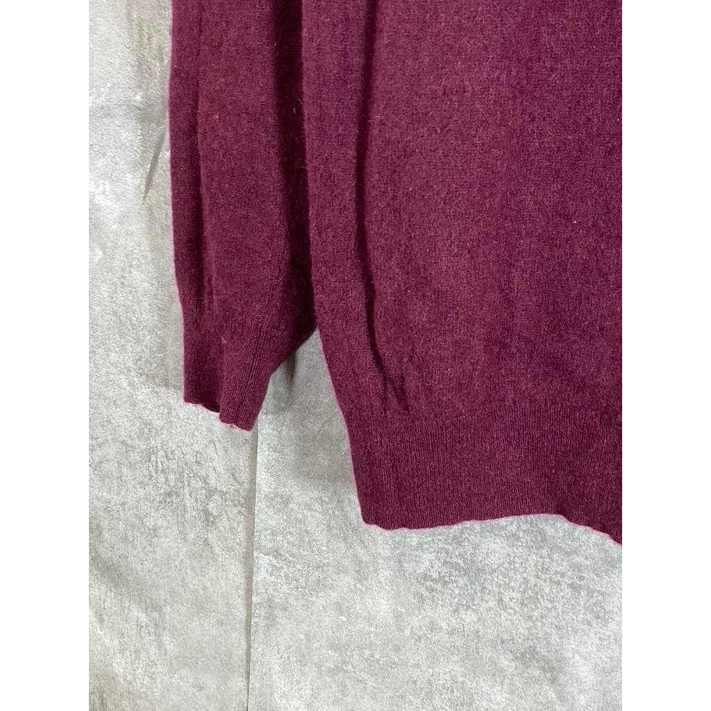 C BY BLOOMINGDALES Women's Burgundy Cashmere V-Neck Pullover Sweater SZ 2XL