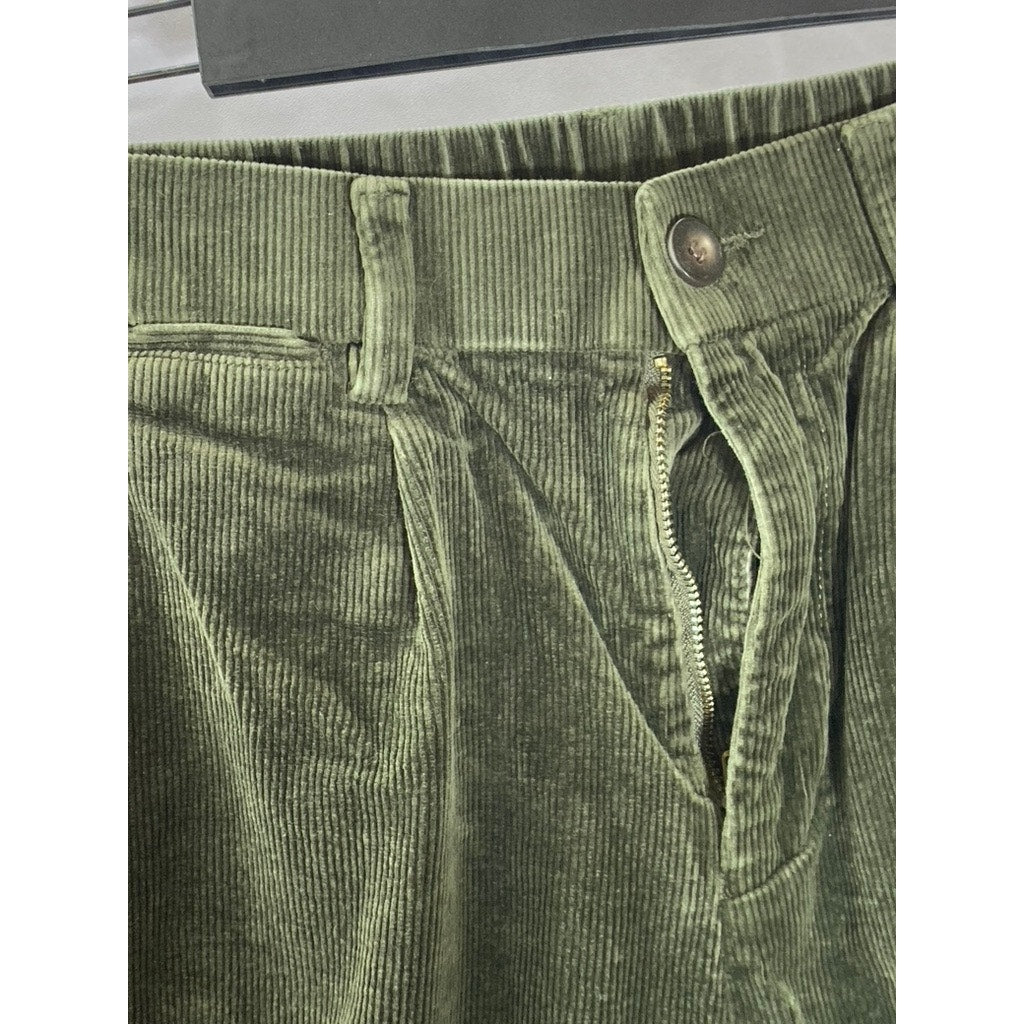 ID MENSWEAR Men's Dark Olive Green Corduroy Straight-Leg Pant SZ S