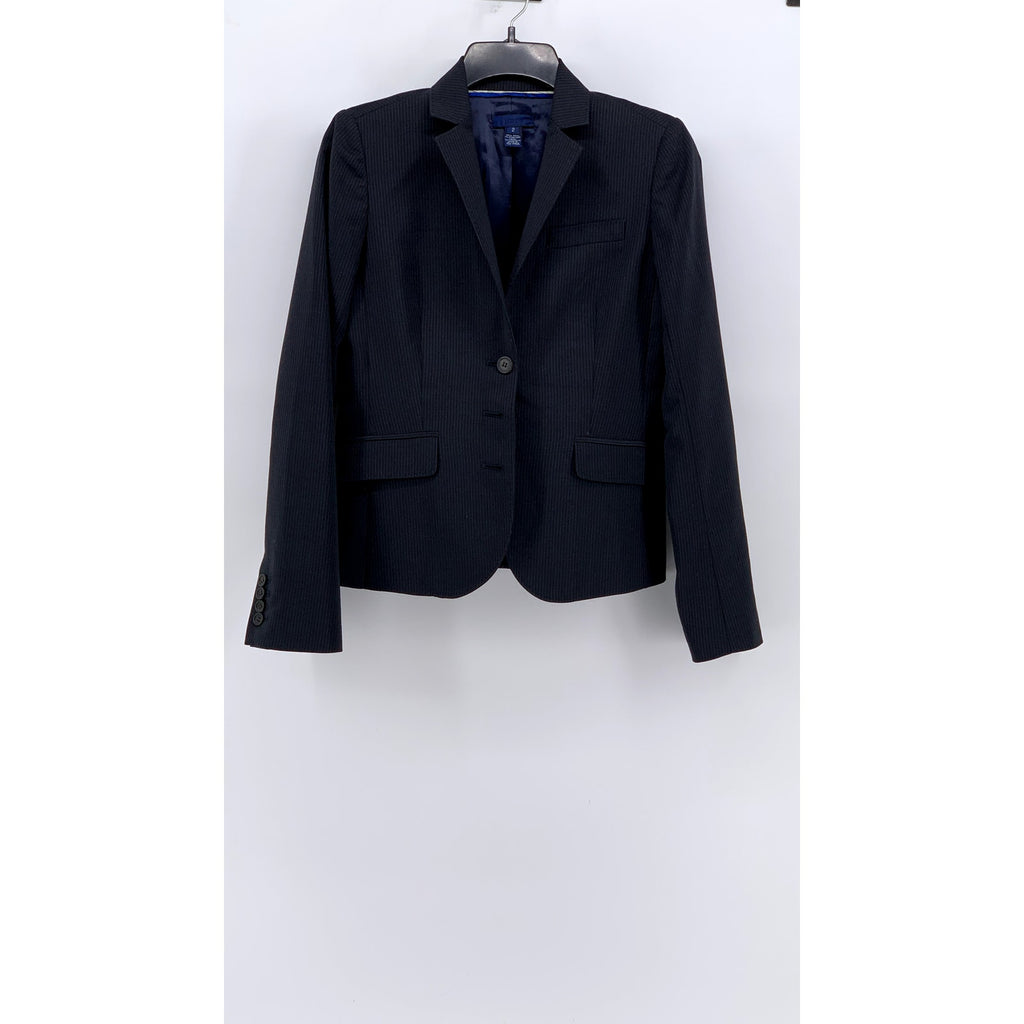 J.CREW Women's Navy Pinstripe 3-Button Wool Blazer SZ 2