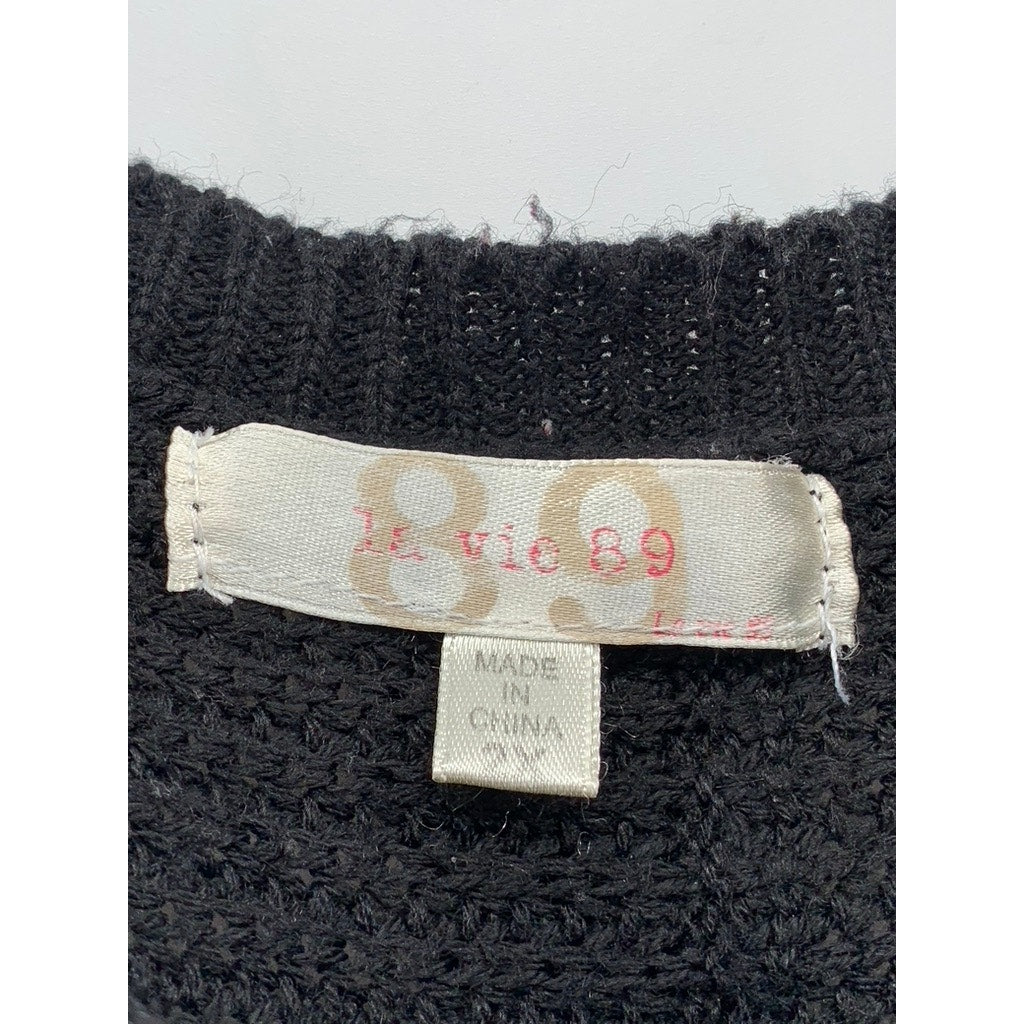 LA VIE 89 Women's Plus Black Knit Back Button Sweater SZ 2X