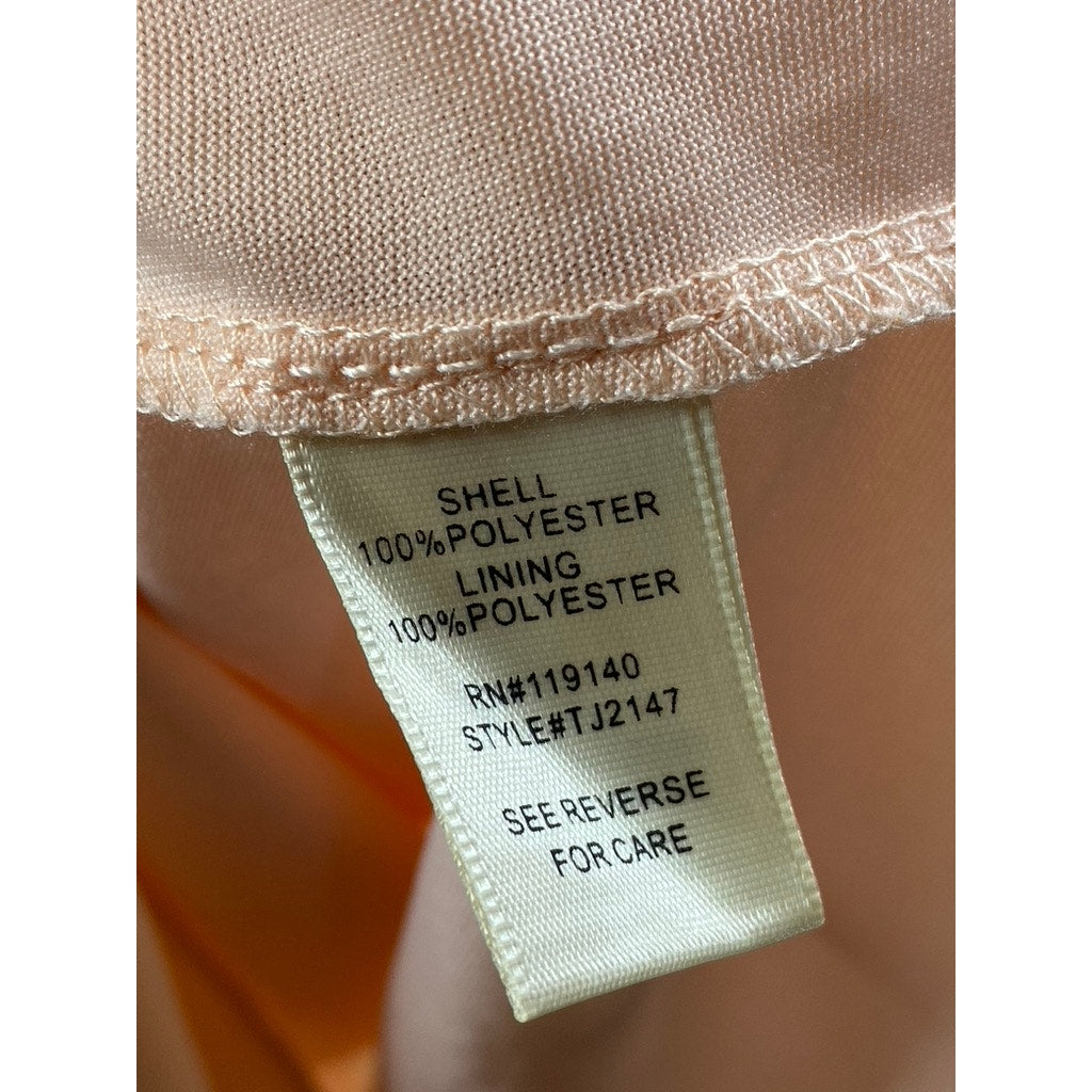 DOUBLE ZERO Women’s Beige Embellished Trim Sheer Scoop-Neck Hi-Low Dress SZ S