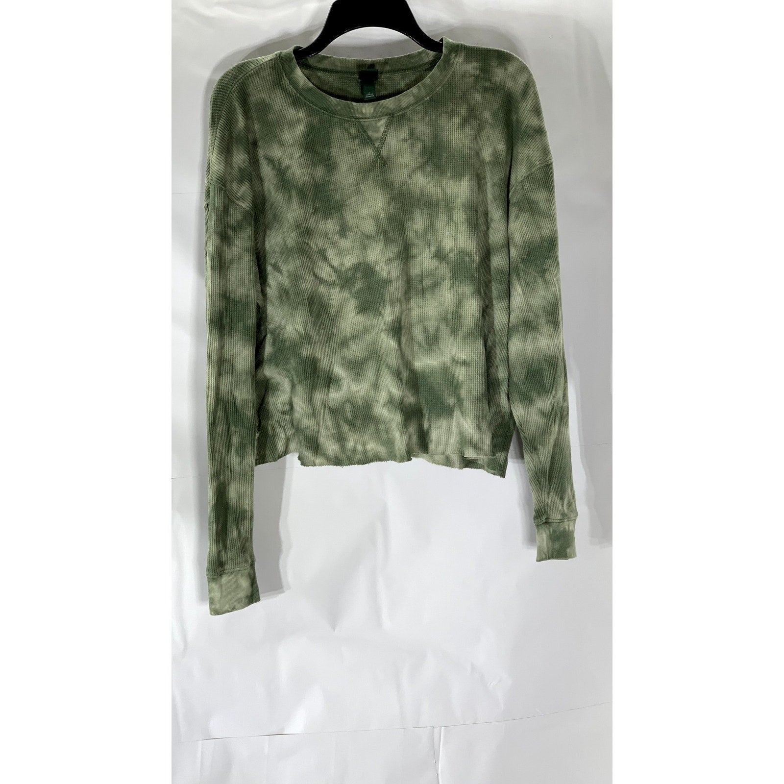 WILD FABLE Women's Green Tie-Dye Crewneck Long Sleeve Thermal Top SZ M