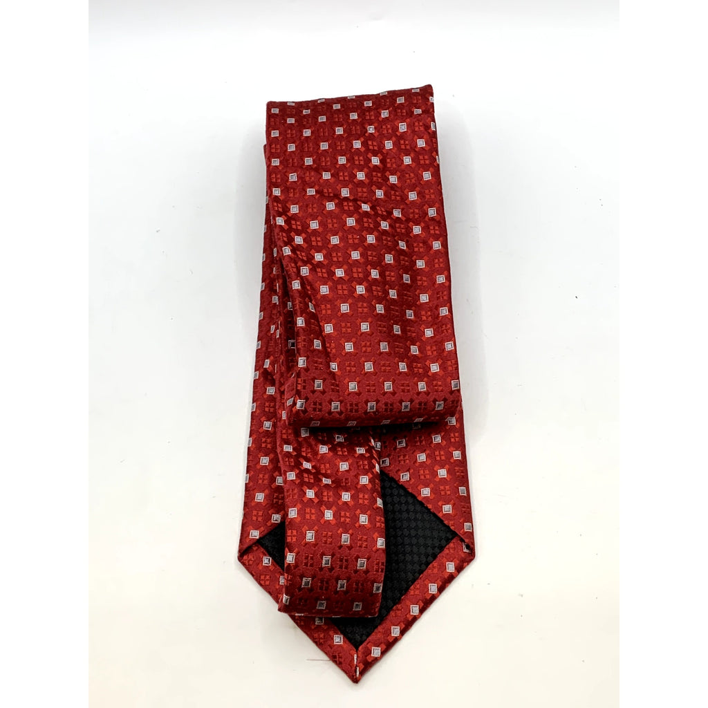 SEAN JOHN Men's Vintage 90's Red Geometric Square Silk Tie OS
