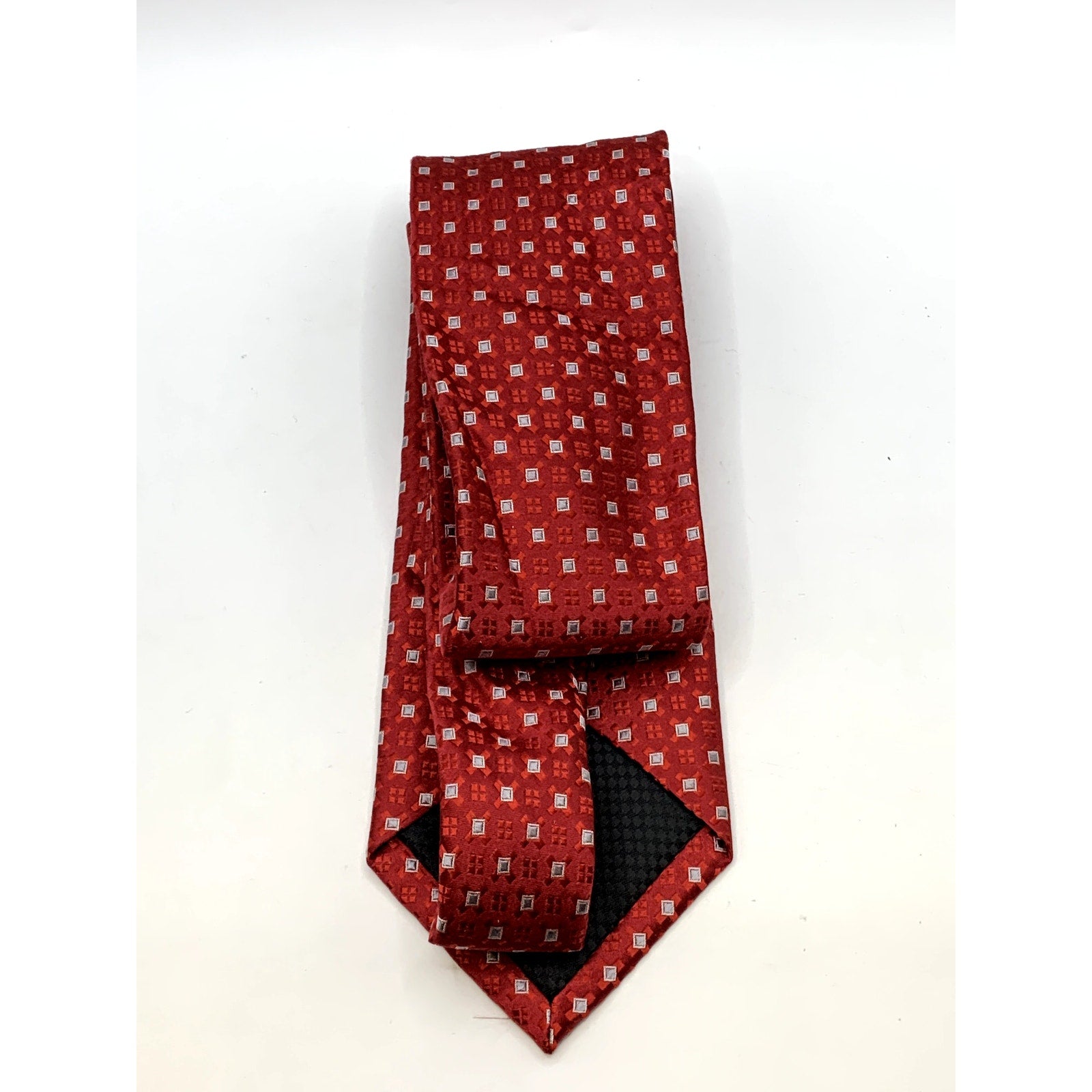 SEAN JOHN Men's Vintage 90's Red Geometric Square Silk Tie OS