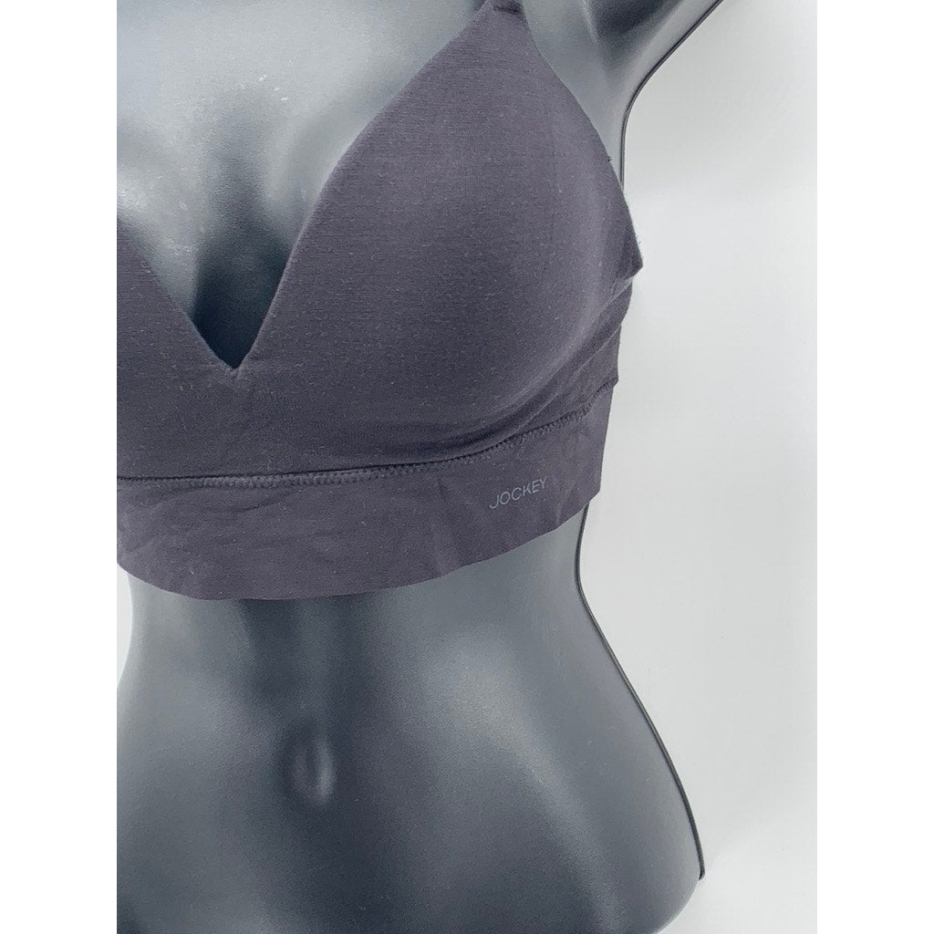 JOCKEY Women's Black Solid Padded Spaghetti Strap V-Neck Bralette SZ M
