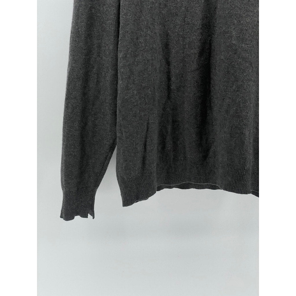 UNBRANDED Men's Charcoal Gray V-Neck Long Sleeve Pullover Sweater SZ L
