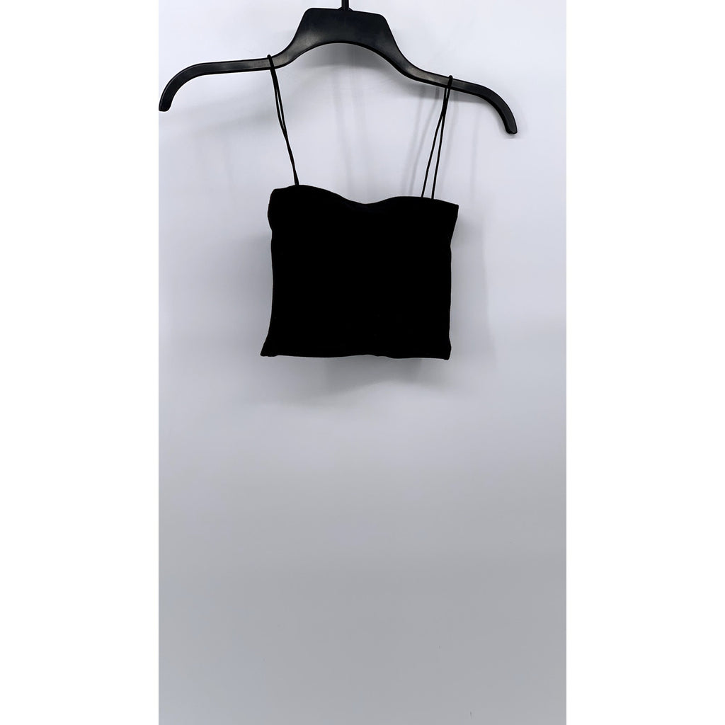 ZARA Women's Black Ribbed Bandeau Crop Top SZ M