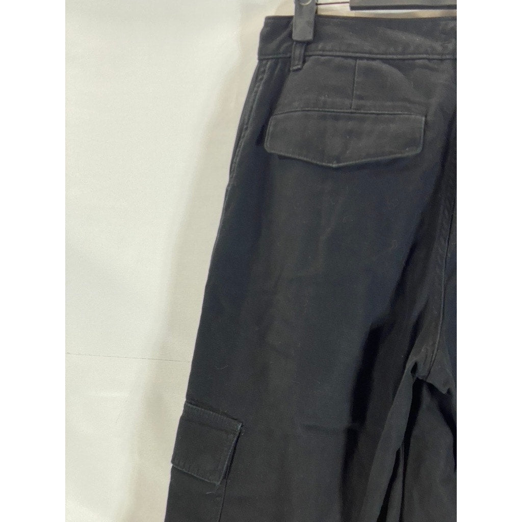 ARITZIA GOLDEN BY TNA Women's Black/Blue Floral Embroidered Cargo Pants SZ 6