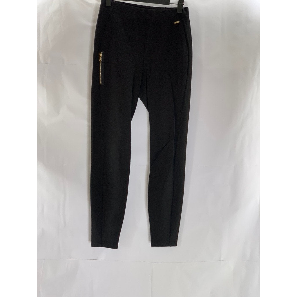 A|X ARMANI EXCHANGE Women's Black Side-Zipper Elasticized-Waist Leggings SZ S