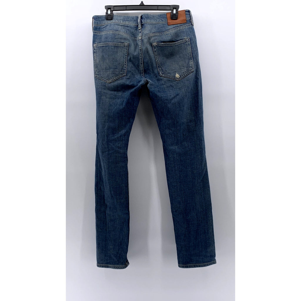 ALL SAINTS Men's Blue Distressed Denim Slim-Fit Button-Fly Jeans SZ 30