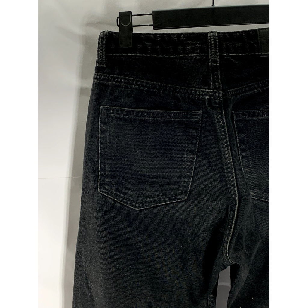 WEEKDAY Women's Echo Black Solid Row Five-Pocket Raw-Hem Straight Jean SZ 27/32