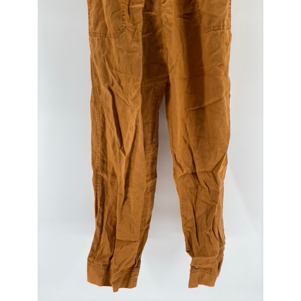 EVERLANE Women's Brown Linen Shoestring Apron Open-Back Jumpsuit SZ S