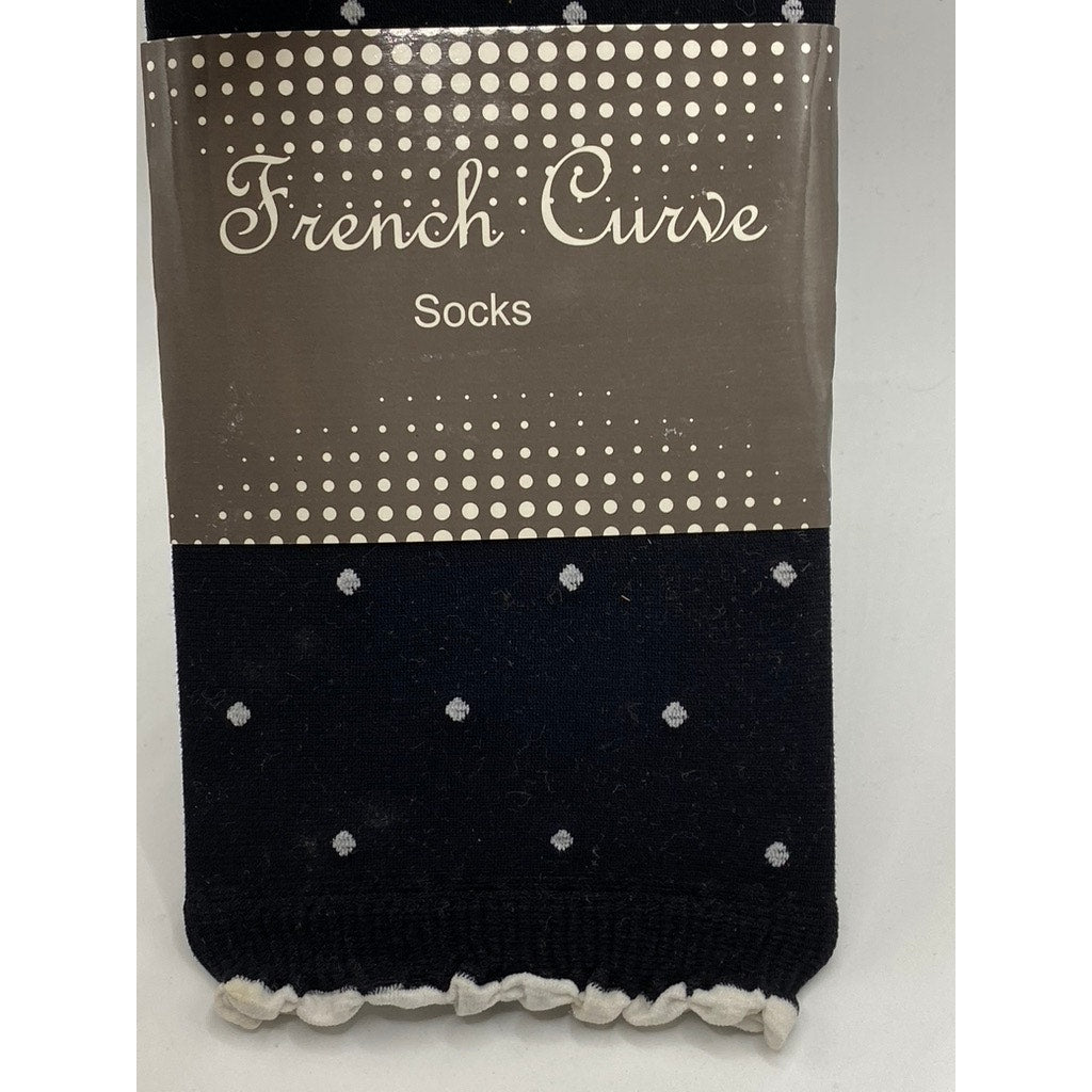 FRENCH CURVE Women's Black-White Dotted Semi Sheer Socks SZ OS