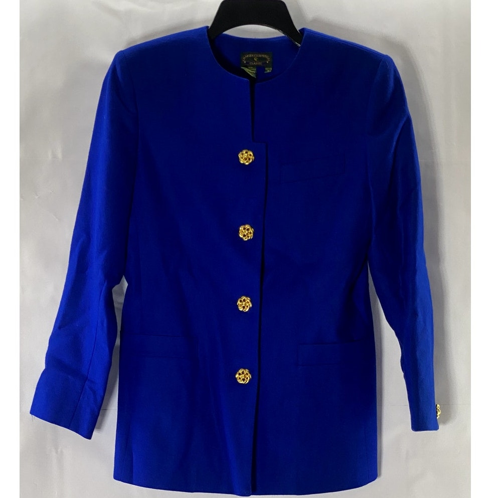 CHARTER CLUB PETITES Women's Blue Wool Petite Vintage Classic-Fit Blazer SZ P/4