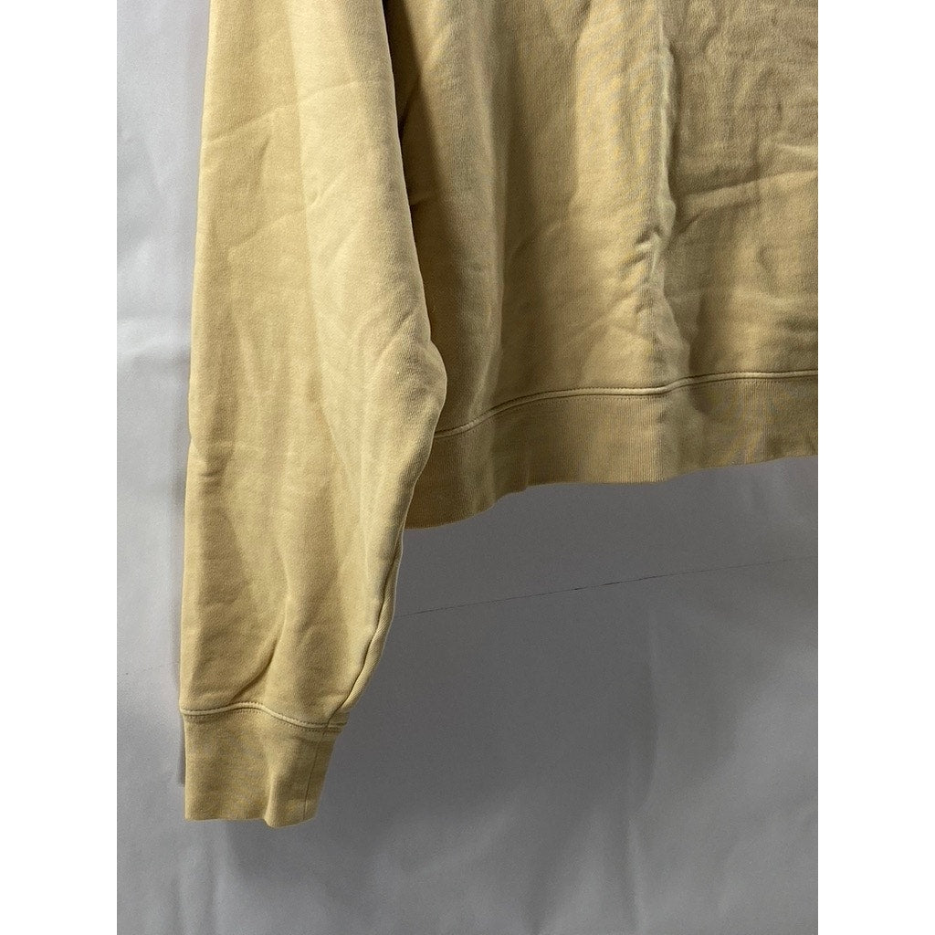 GIRLFRIEND COLLECTIVE Women's Sand Tan Crewneck Casual Cropped Sweatshirt SZ S