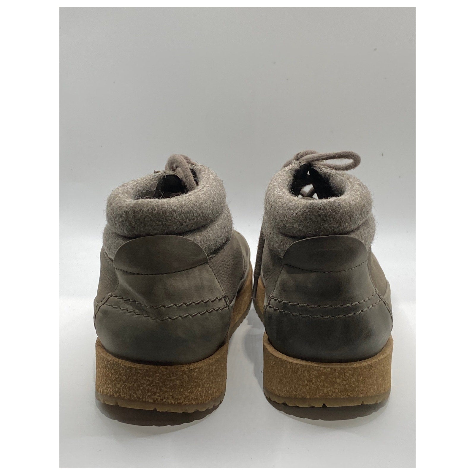 BIRKENSTOCK Women's Taupe Nubuck Leather Lace-Up Cork Honnef Sneakers SZ 7