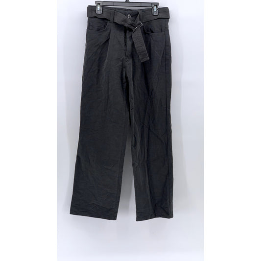 ZARA Men's Charcoal Gray Pleated Straight-Leg Regular-Fit Belted Pants SZ 29