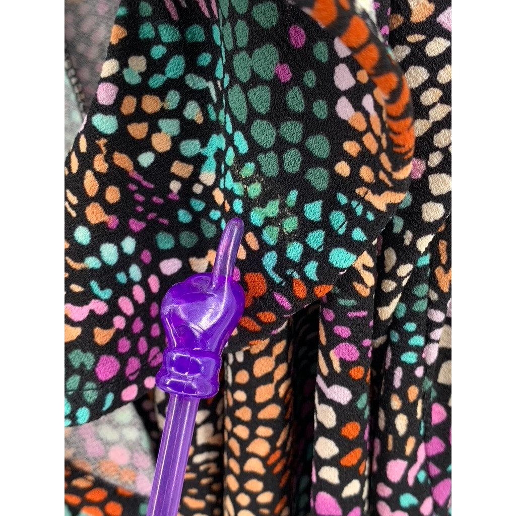 BAR III Women's Plus Black-Multi Printed Ruffle Wrap Dress SZ 0X
