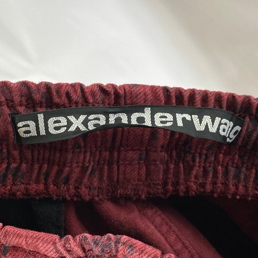 ALEXANDERWANG Women's Red-Black Diamond Snake Drawstring Pull-On Jogger Pant SZS