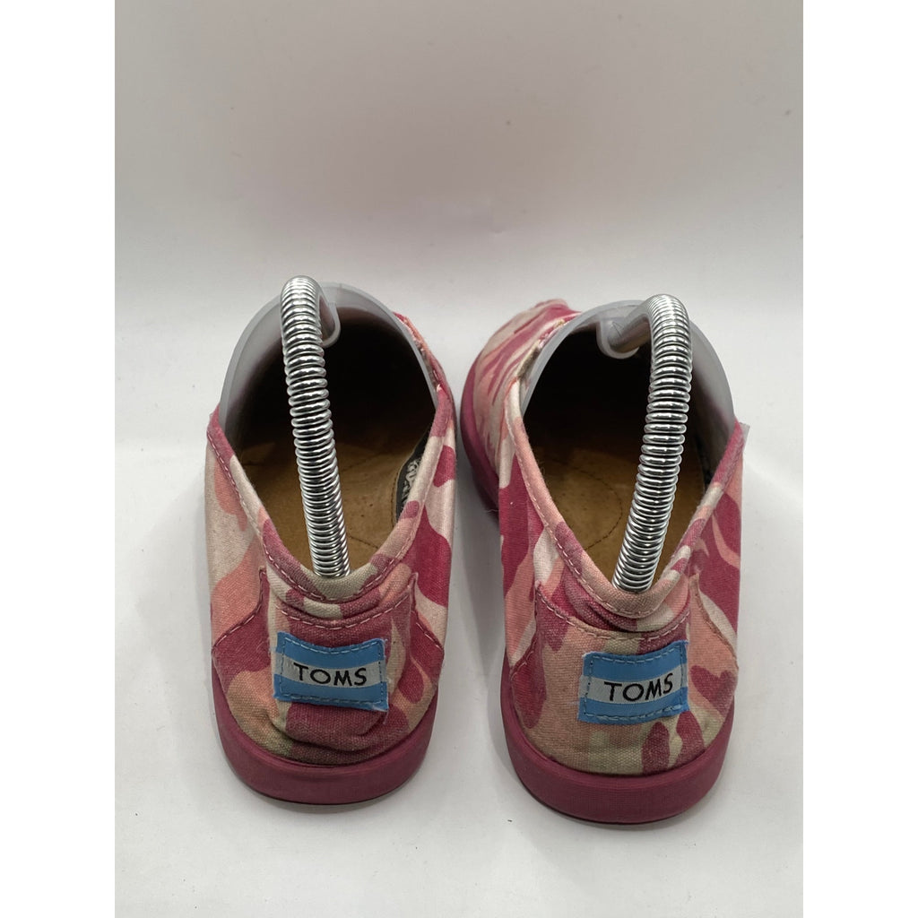 TOMS Youth Pink Camo Classic Slip-On Round-Toe Alpargata Canvas Shoes SZ 3.5Y