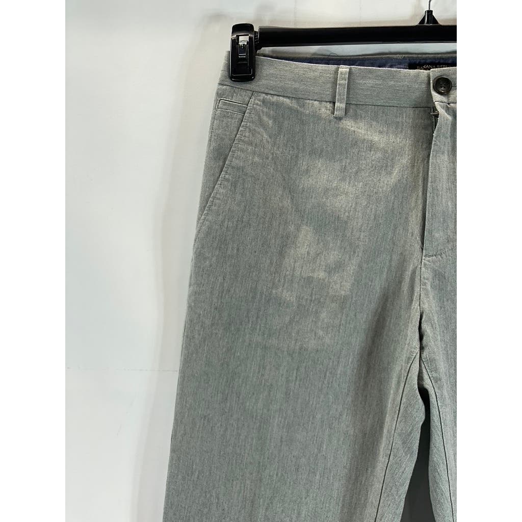 BANANA REPUBLIC Men's Light Gray Straight-Fit Kentfield Cotton Pants SZ 32X34