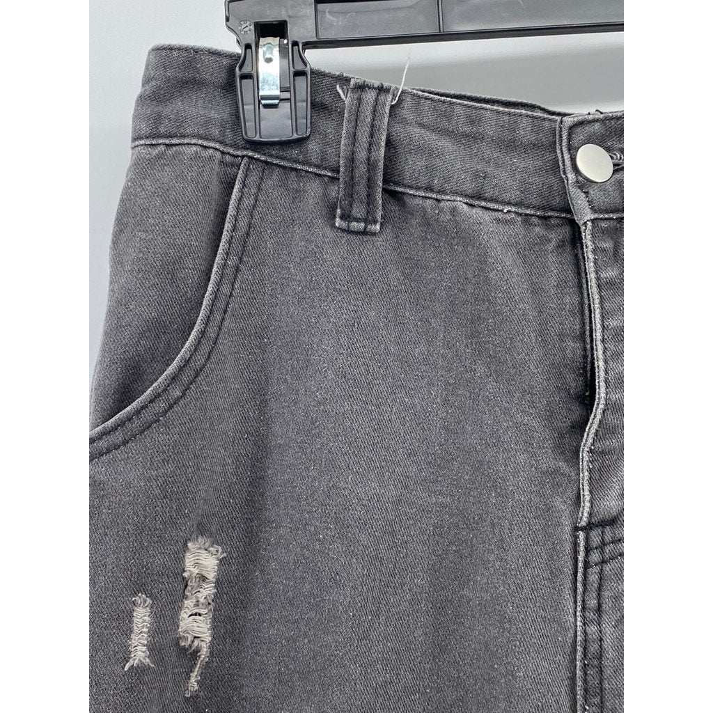 UNBRANDED Women's Washed Black Star Denim Y2K Baggy 90's Grunge Jeans SZ L
