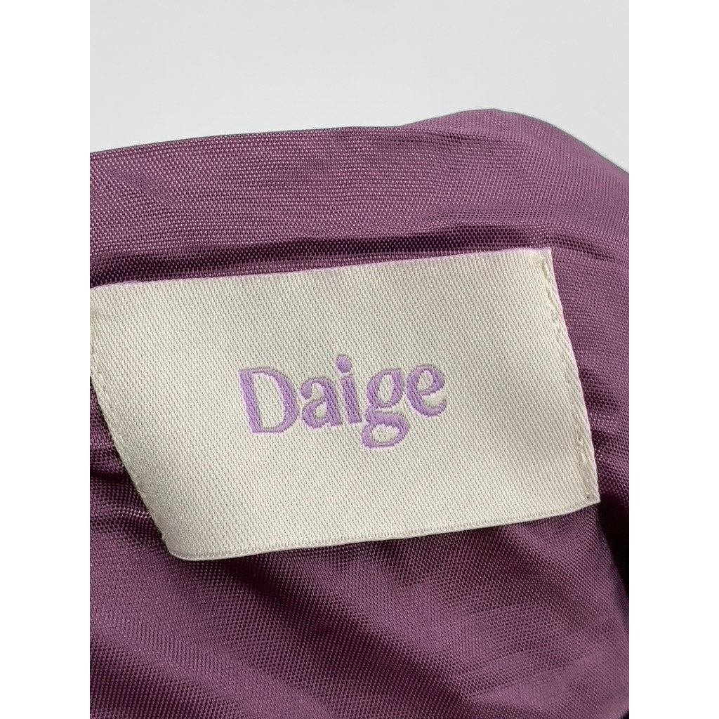 DAIGE Women’s Purple-Beige Square Print A-Line Midi Dress SZ S