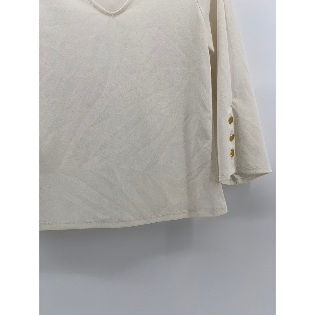 ANN TAYLOR FACTORY Women's Off-White Petite V-Neck Top SZ XSP