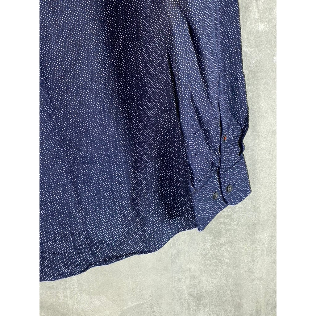 TOMMY HILFIGER Men's Navy Dot 100's 2-Ply Button-Up Long Sleeve Shirt SZ XL